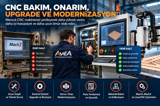 CNC tezgahı bakım, arıza onarım ve Mach3 yenileme